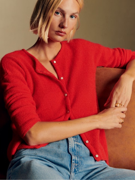 Sezane Sweaters - Sezane Gaspard Red Cardigan